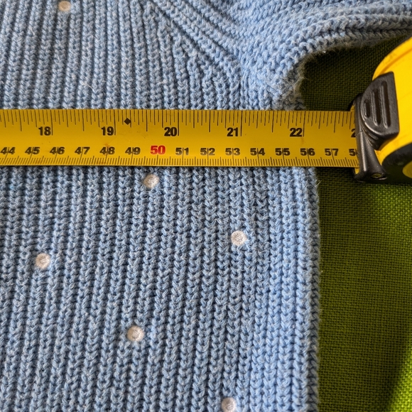 Elle 100% cotton blue sweater with white "dots" on front. - Picture 5 of 9